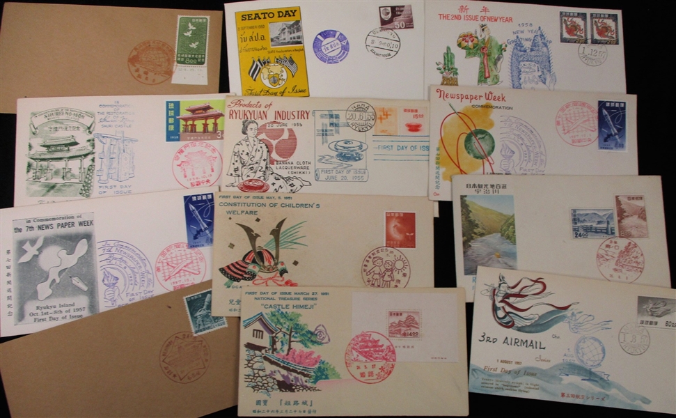 Asia First Day Cover Group, Mostly 1950's (Est $75-100)