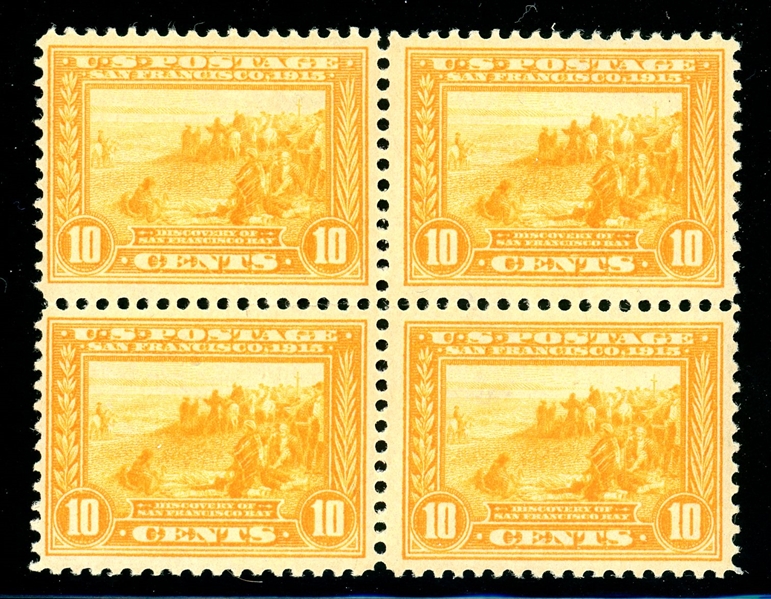 USA Scott 400 Block/4 MNH F-VF, 10c Orange-Yellow Pan Pacific Perf 12 (SCV $1040)
