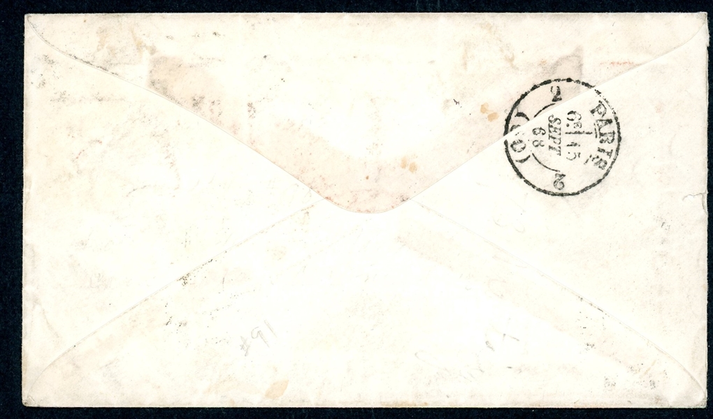 USA Scott 91 Horizontal Pair on 1868 Cover to France (SCV $1500)