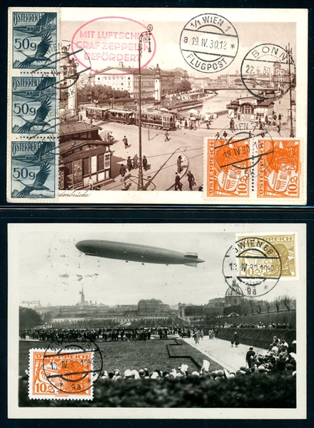Austria - (2) 1930 Zeppelin Photo Postcards (Est $75-100)