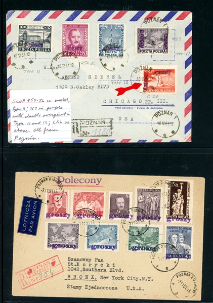 Poland Group of Groszy Overprints Including Covers (Est $100-200)