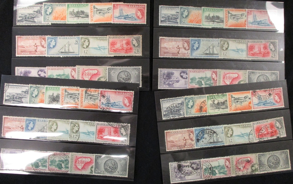 Barbados Scott 235-47, 257-64 Mint and Used Sets in Quantity (SCV $1108)