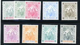 Barbados Scott 81-89 Mint Complete Set, 1897 Victoria Jubilee (SCV $362)
