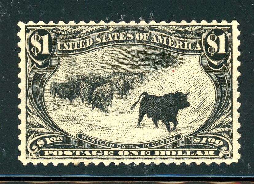 USA Scott 292 Unused, Fine, Regummed, $1 Cattle in the Storm (SCV $850) 