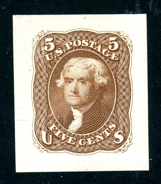 USA Scott 67-E9b (Formerly 57P2) 5c Brown, Roosevelt Small Die Proof (SCV $325)