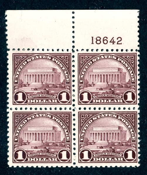 USA Scott 571 MNH/MLH Block/4 with Plate Number, Fine+ (SCV $250)