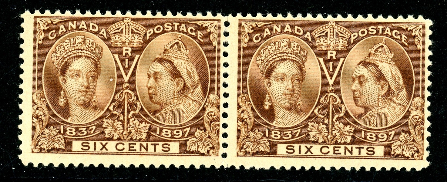 Canada Scott 55 MNH Pair Fine, 6c Jubilee (SCV $1150)