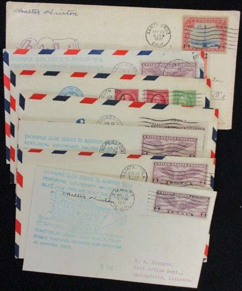 Walter Hinton Signed Airmail Covers, 1931, Qty 9 (Est $400-500)