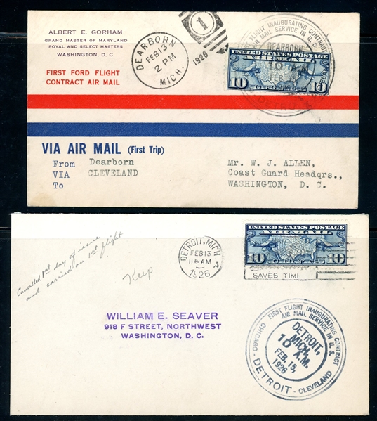 USA Scott C7, Two Different First Day Covers (SCV $215)