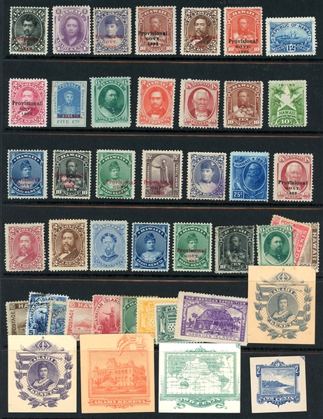Hawaii Mostly Unused Accumualtion with Revenues and Postal Stationery (Est $250-350)