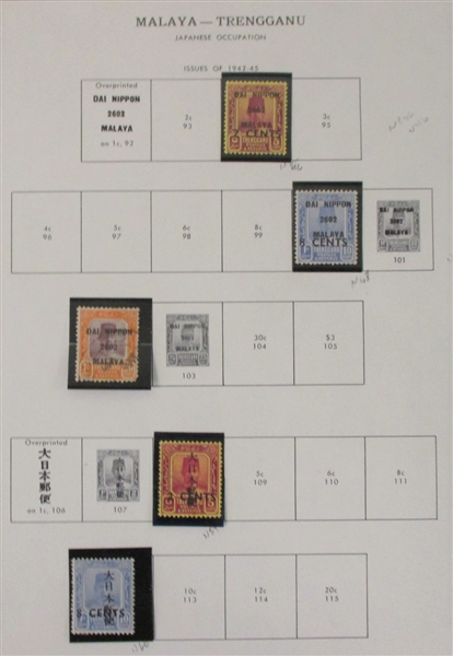 Malaya - Japanese Occupation Collection on Minkus Pages (Est $300-350)