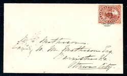 Canada Scott 15 on Cover, 1865, Perth to Ottawa City (Est $75-100)