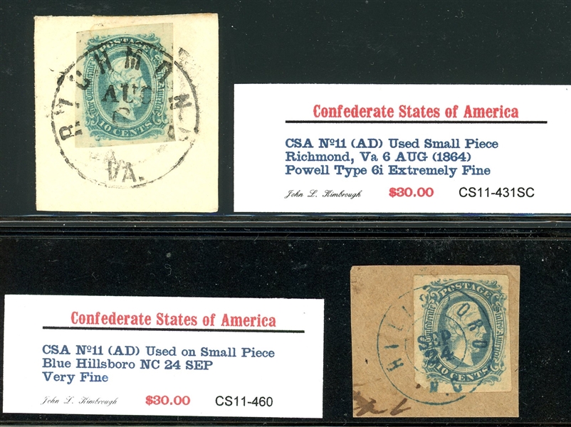 Confederate States Select Mint and Used Group (Est $150-250)