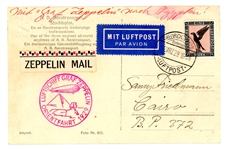 Germany 1929 Zeppelin Photo Postcard, Flight LZ-127, Orient Trip (Est $90-120)
