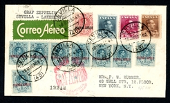 Spain 1930 Zeppelin Cover, Flight LZ-127, Spain to USA (Est $90-120