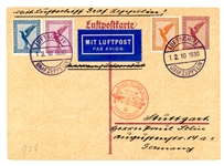 Germany 1930 Zeppelin Postal Stationery Card, Flight LZ-127, Basel Zeppelin Post (Est $30-40)