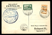 Hungary 1931 Zeppelin Flight Card, Flight LZ-127, Hungary Post (Est $90-120)
