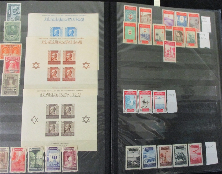 Spain and Colonies Mint Singles, Sets, Souvenir Sheets in Stockbook (Est $150-200) 