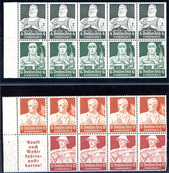 Germany Scott B60a, B63a Mint Booklet Panes - 1934 Workers (SCV $140)