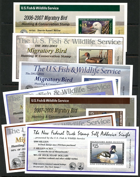 USA Duck Stamp Group with Self Adhesive Panes (Face $315)