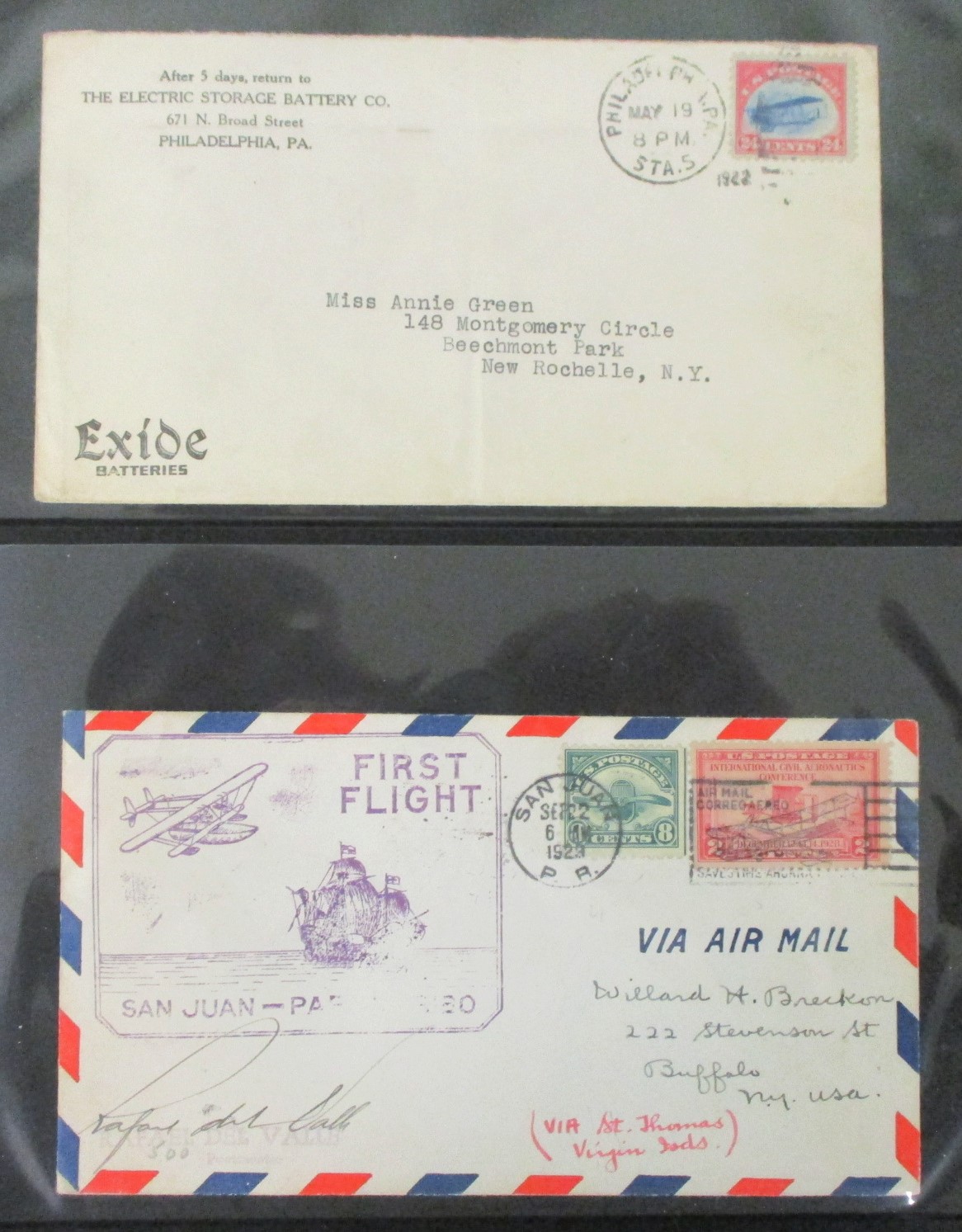 Lot Detail - USA Early Airmail Covers, Scott C1-6, 11 Different (Est ...