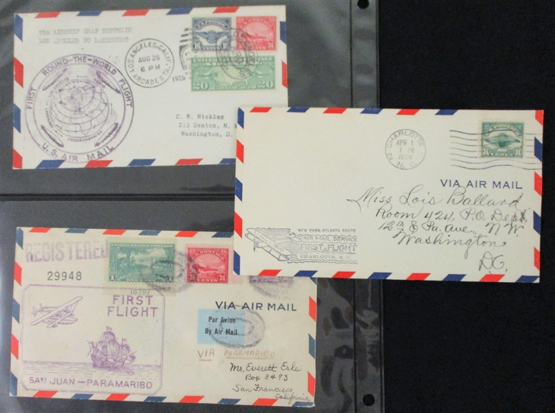 USA Early Airmail Covers, Scott C1-6, 11 Different (Est $300-350)