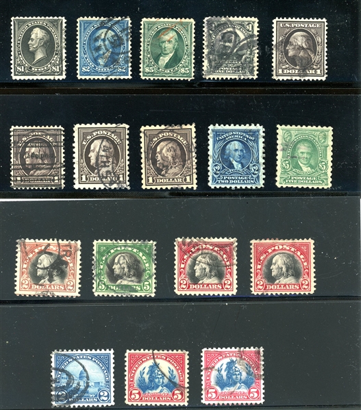 USA Group of Used Older Dollar Value Stamps, Scott 261//573, F-VF (Est $500-800)