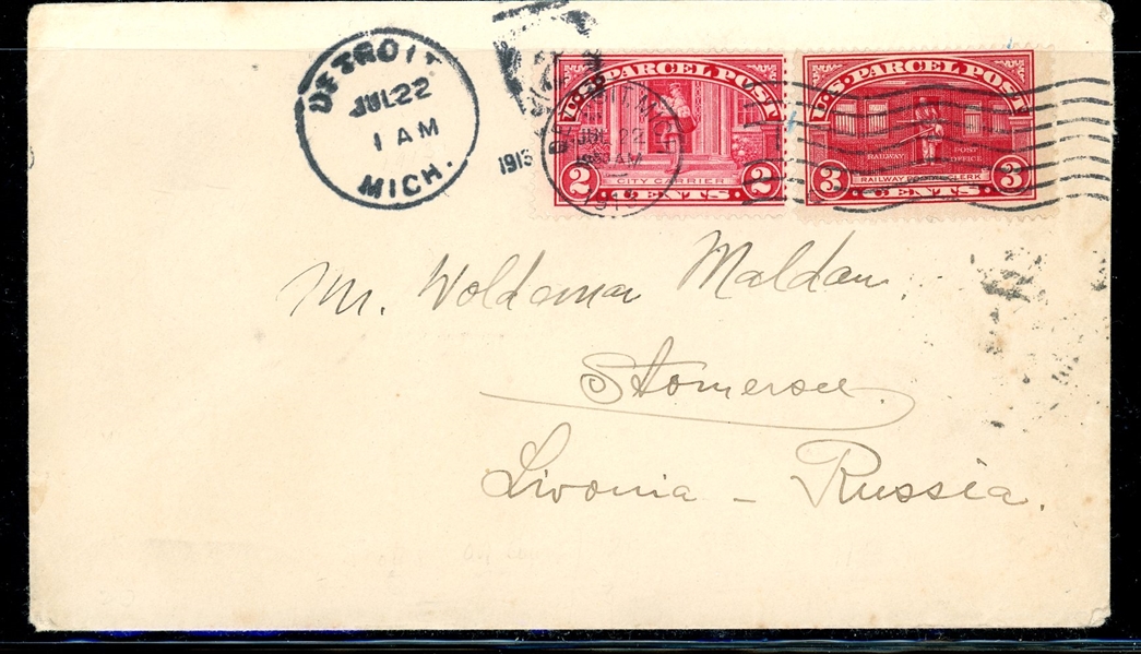 USA Scarce 1913 Parcel Post Early Usage to Russia (Est $60-80)
