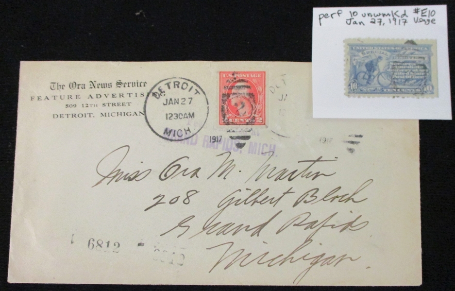 USA 3 Different Scott E10 & 463 Frankings on 1917 Covers (Est $150-200)