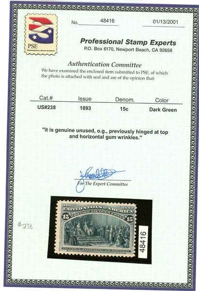 USA Unused Commemoratives - Columbians to 1928 (Est $600-800)