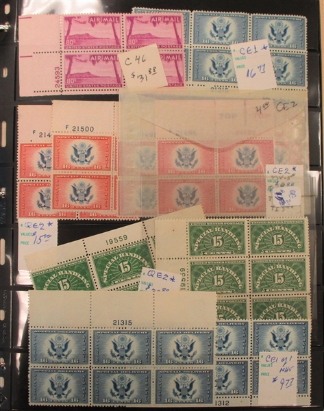 USA Large Holding of Mint Singles and Plate Blocks (Est $500-800)