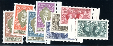 Liechtenstein Scott 82-89 MNH Complete Set, 1928 Prince Johann (SCV $1040)