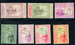 Trinidad and Tobago "Specimen" Stamps, 7 Different (Est $40-60)