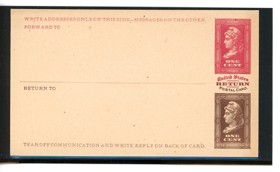 USA Undersander UY1EcTd Postal Stationery Patent Reply Card (Est $100-200)