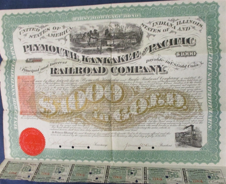 USA Scott RN-W2 Revenue on 1871 $1000 Railroad Gold Bond (Est $250-300)