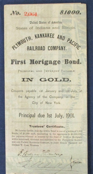 USA Scott RN-W2 Revenue on 1871 $1000 Railroad Gold Bond (Est $250-300)