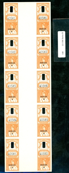 Lock Seals, 1952, Sheets of 10 with Gutter, 2 Different Mint VF (Est $150-200)
