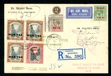 Bahamas 1930 Registered Flight Flight with War Tax Stamps (Est $90-120)