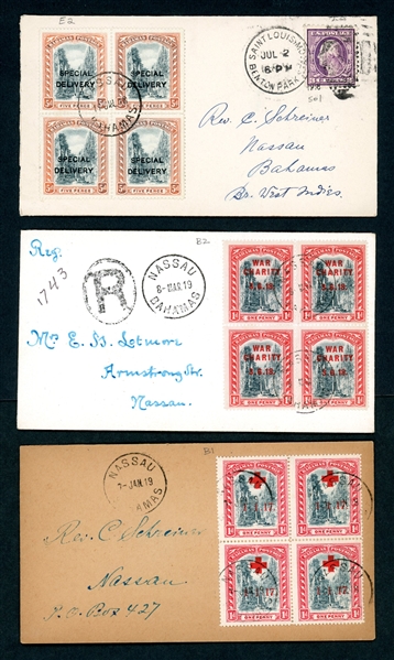 Bahamas Group of 6 Covers, 1917-1919 (Est $200-250)