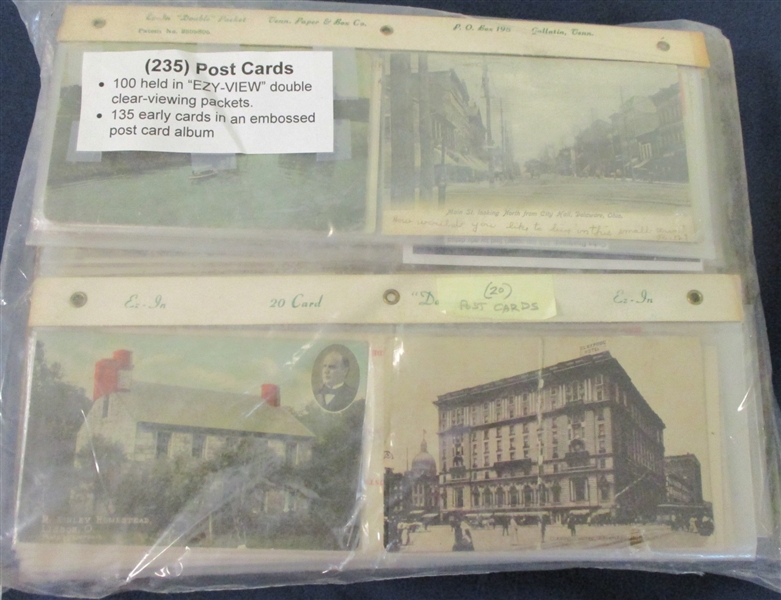 Worldwide Postcard Lot - 235 Different, Pre-1930 (Est $75-100)