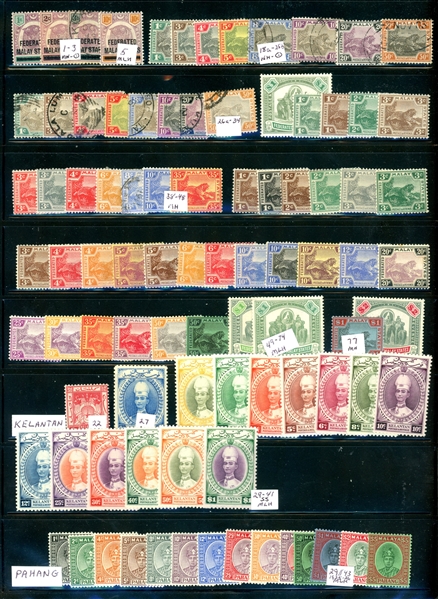 Malaya and States Mint/Used Accumulation on Stockpages (Est $300-400)