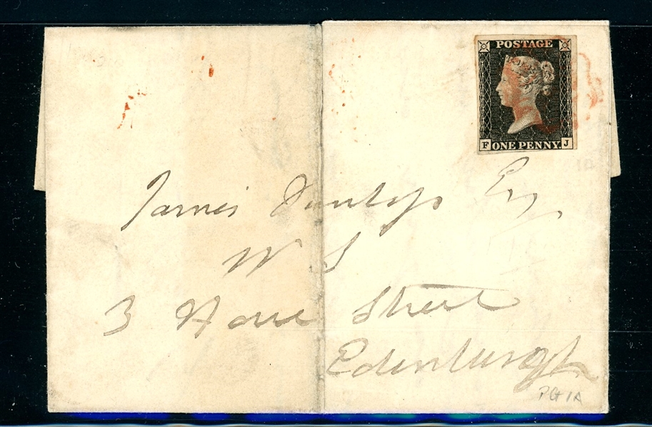 Great Britain Scott 1 on Folded Letter 1840 (SCV $750)