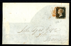 Great Britain Scott 1 on Large Piece 1841 (SCV $750)