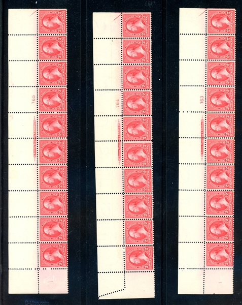 USA Scott 279B Plate# Strips, All Unused (Est $700-1000)