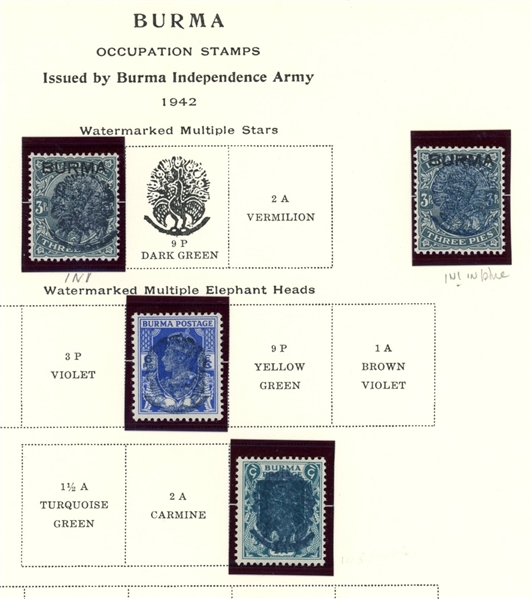 Burma Occupation Collection on Scott Pages (Est $150-250)