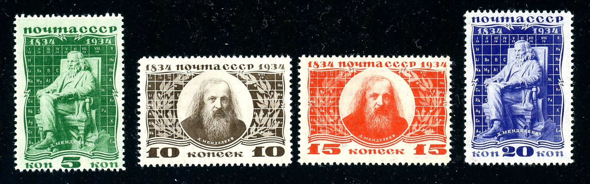 Russia Scott 536-539 MH Complete Set - 1934 Mendeleev (SCV $284)