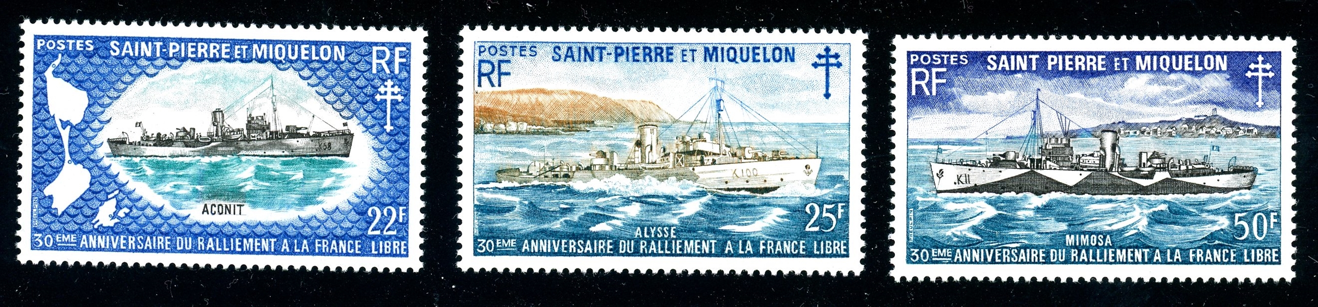 St Pierre et Miquelon Scott 412-414 MNH VF Complete Set (SCV $117)