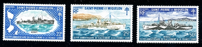 St Pierre et Miquelon Scott 412-414 MNH VF Complete Set (SCV $117)