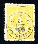 Queensland Scott AR6 Used Postal Fiscal, 5sh Yellow (SCV $425)