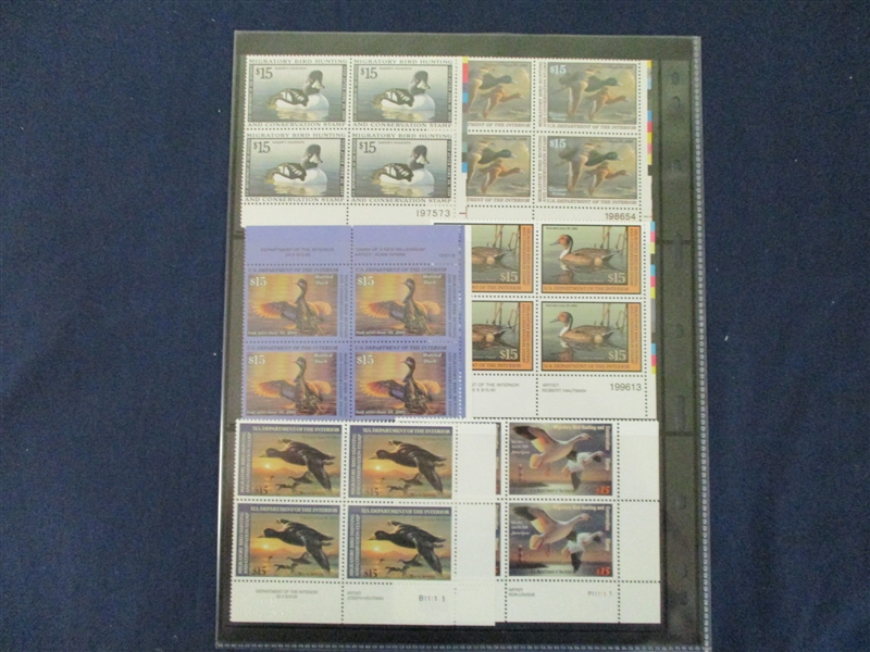 USA Ducks MNH Plate Blocks, RW47-RW81 Complete (Face $1830)